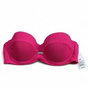Pink Textured Strapless Bra
